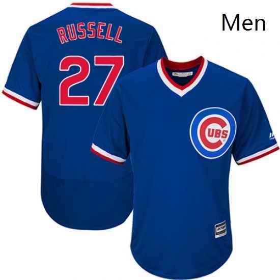 Mens Majestic Chicago Cubs 27 Addison Russell Royal Blue Flexbase Collection 2018 World Series Jersey Cooperstown M